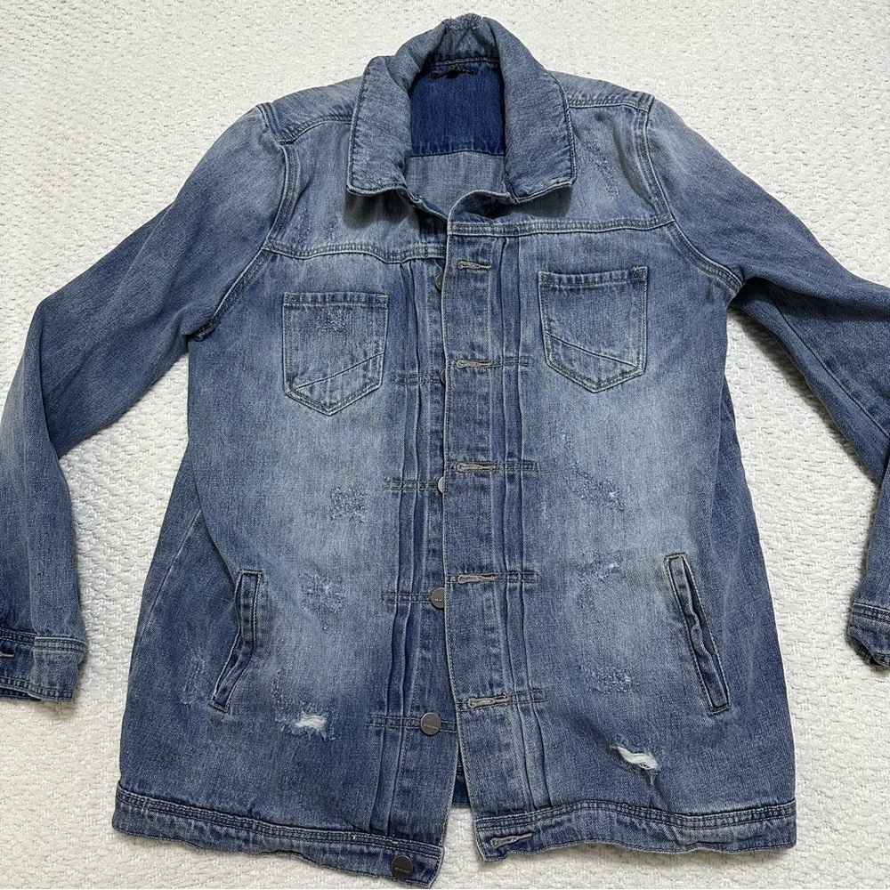 Dear John Distressed Oversized Denim Jean Jacket Women’s Size L - Picture 3 of 8